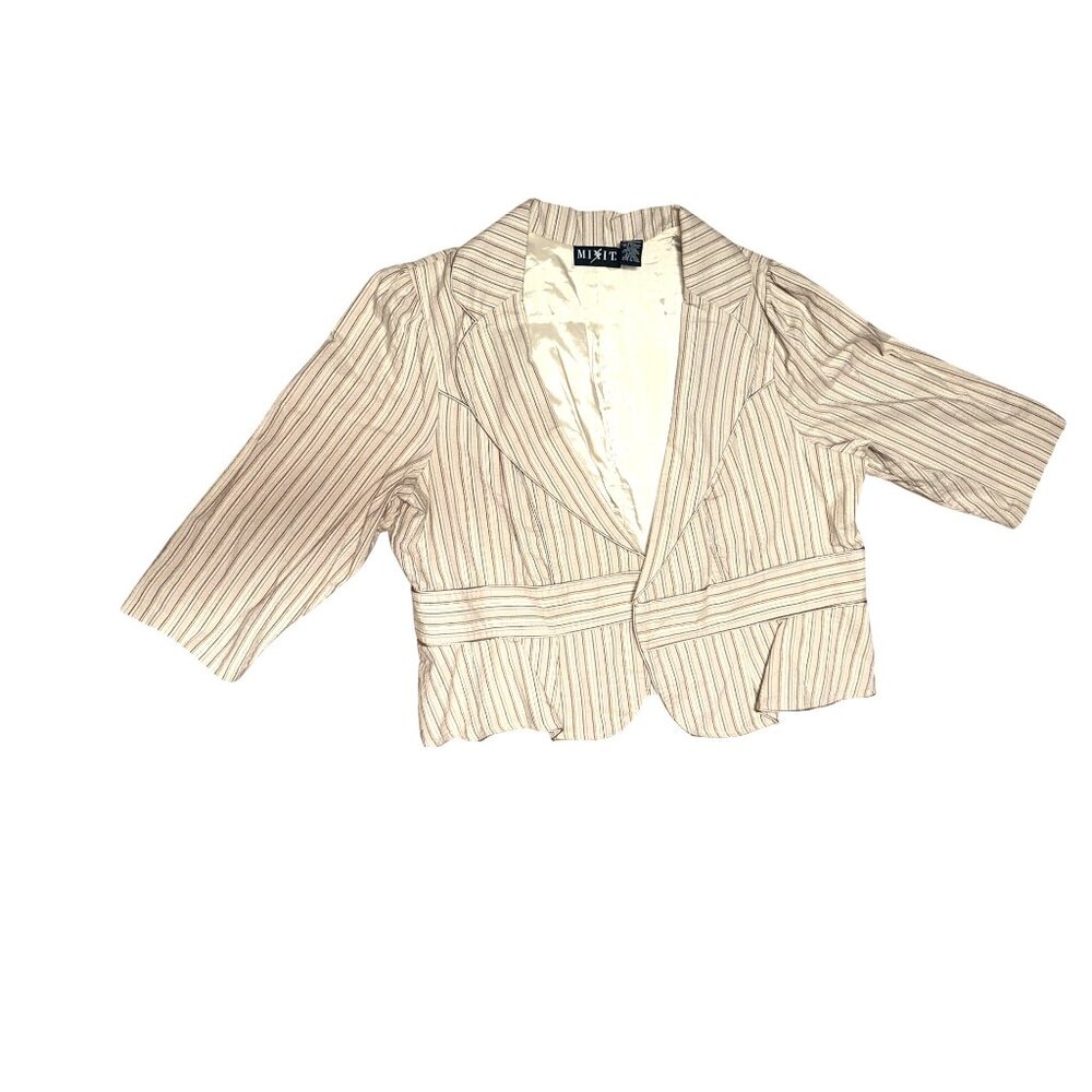 Mix It 3X Plus Brown Tan Jacket Open Front Textured Casual Layer City Streetcore - Picture 11 of 11
